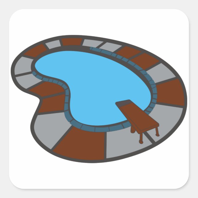 Schwimmbad Quadratischer Aufkleber (Vorderseite)