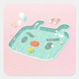 Schwimmbad Quadratischer Aufkleber