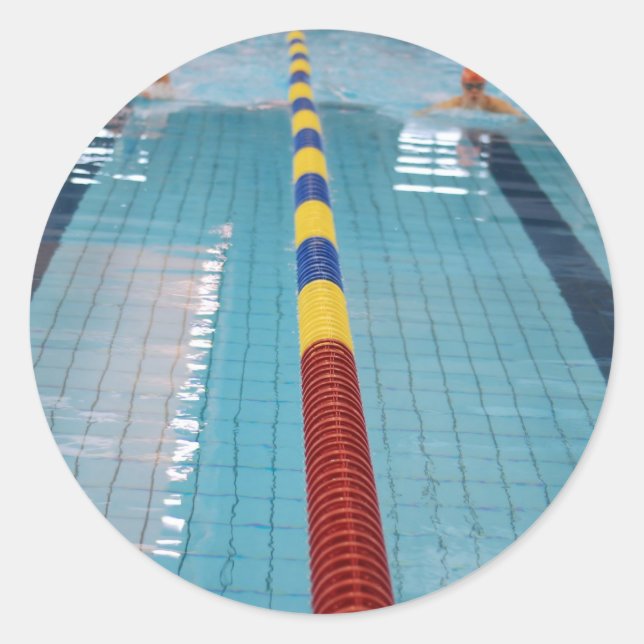 Schwimmbad Runder Aufkleber (Vorderseite)