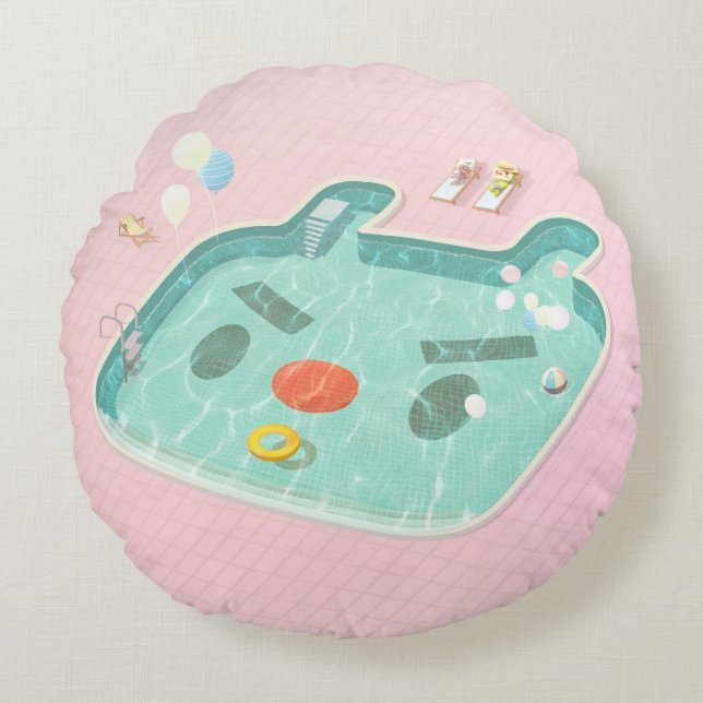 Schwimmbad Rundes Kissen (Vorderseite)