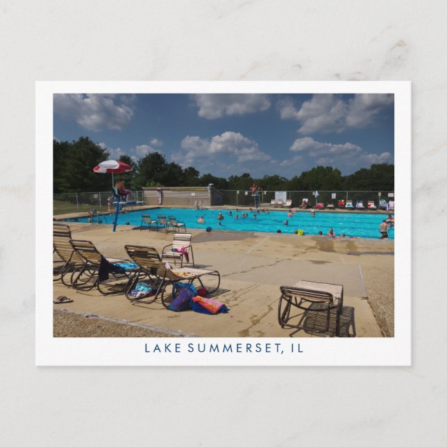 Schwimmbad Sommerzeit Sommerlicher See, Illinois Postkarte (Vorderseite)
