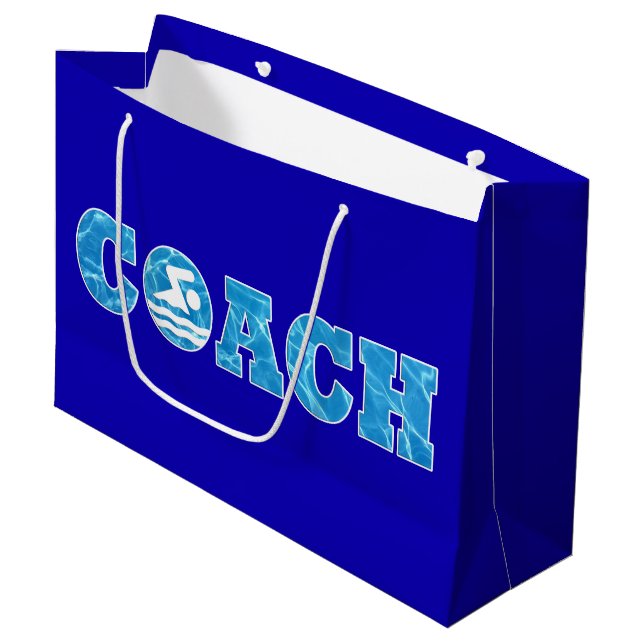 Schwimmbad & Tauchcoach Schwimmbad Wasserschwimmba Große Geschenktüte (Vorderseite Schrägansicht)