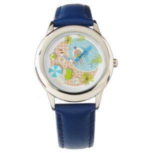 Schwimmbad Typ auf tropischen Sommerurlaub am Stra Armbanduhr