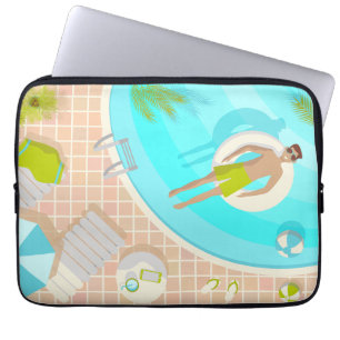 Schwimmbad Typ auf tropischen Sommerurlaub am Stra Laptopschutzhülle