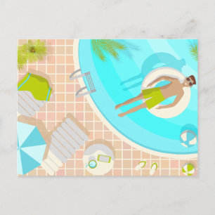 Schwimmbad Typ auf tropischen Sommerurlaub am Stra Postkarte
