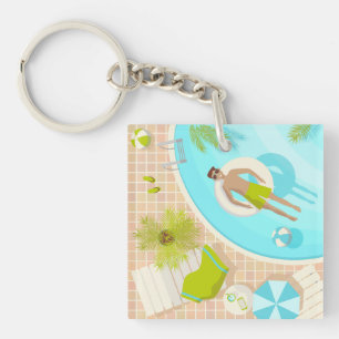 Schwimmbad Typ auf tropischen Sommerurlaub am Stra Schlüsselanhänger