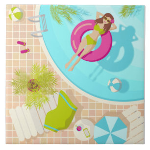 Schwimmbäder in Bikini Sommerstrand Fliese