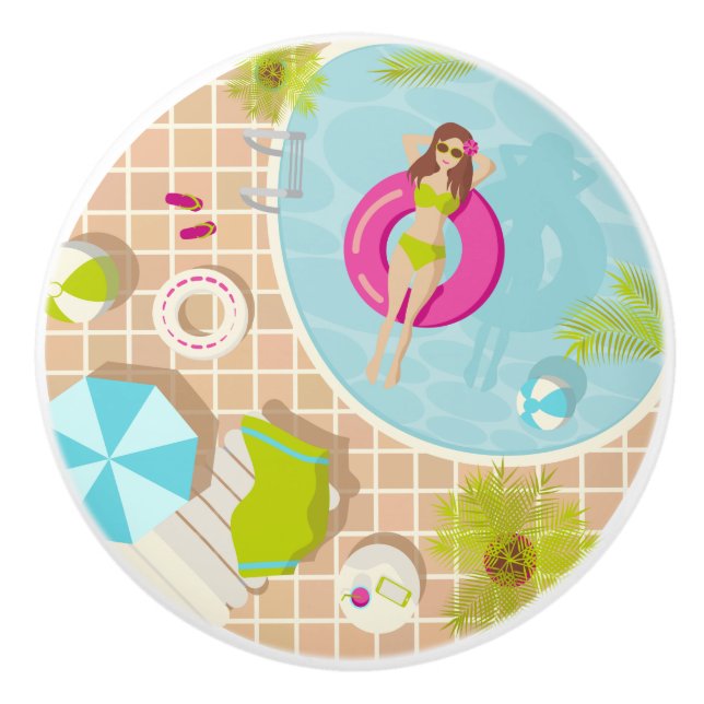 Schwimmbäder in Bikini Sommerstrand Keramikknauf (Vorderseite)
