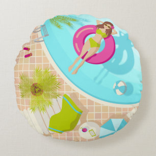 Schwimmbäder in Bikini Sommerstrand Rundes Kissen