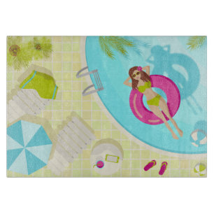 Schwimmbäder in Bikini Sommerstrand Schneidebrett