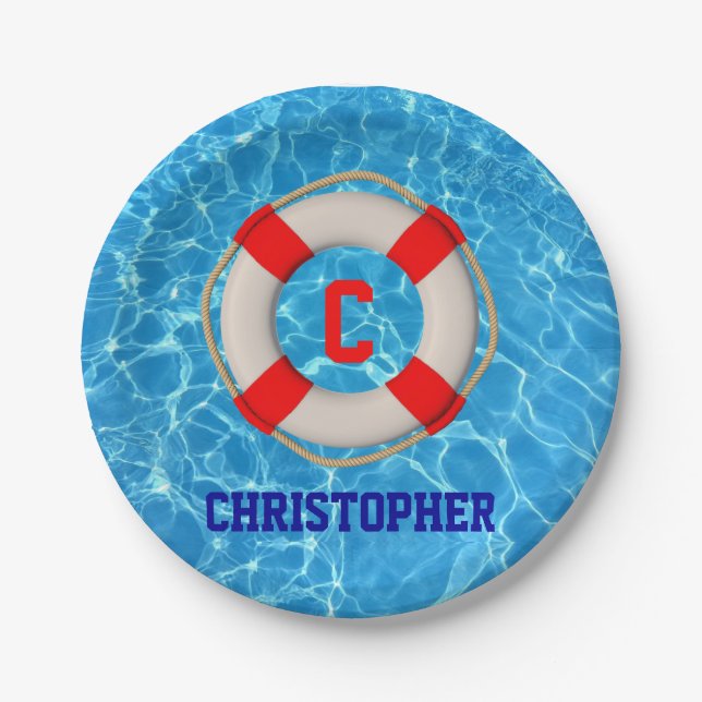 Schwimmbäder LIfesaver Pappteller (Vorderseite)