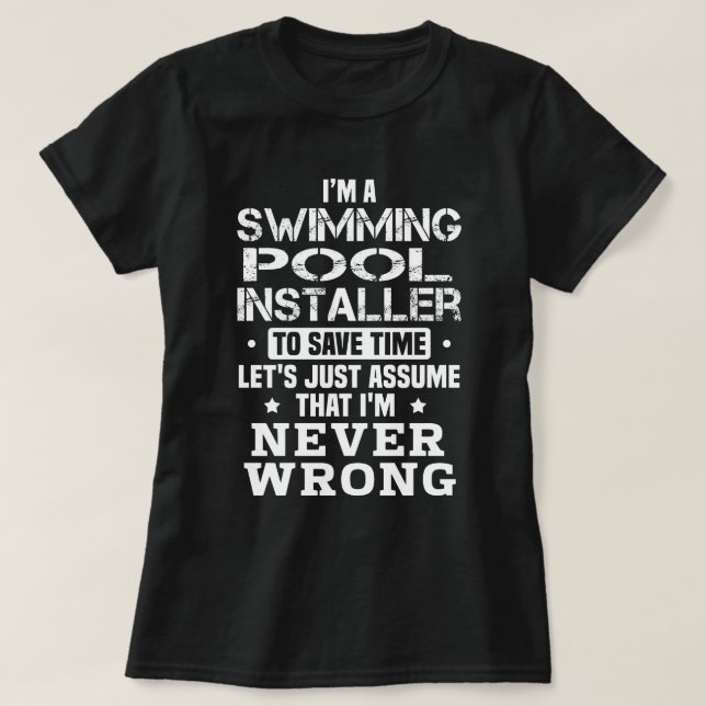 Schwimmbadinstallationsprogramm T-Shirt (Design vorne)