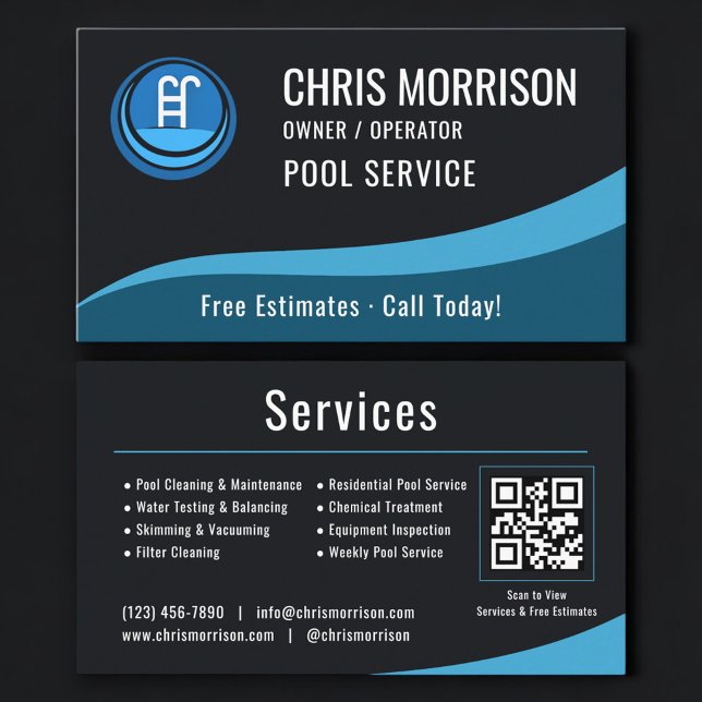 Schwimmbadservice-QR-Code Visitenkarte (Von Creator hochgeladen)