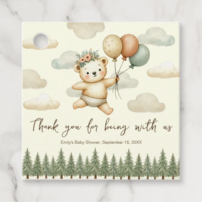 Schwimmbär Adventures Babydusche Geschenkanhänger (Vorderseite)