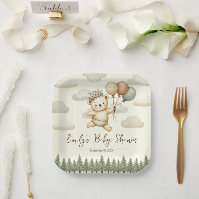 Schwimmbär Adventures Babydusche Pappteller (Hochzeit)