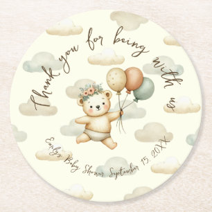 Schwimmbär Adventures Babydusche Runder Pappuntersetzer