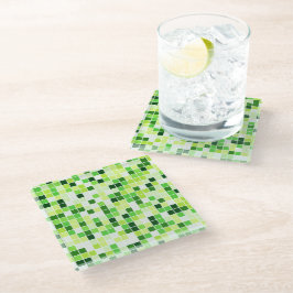 Schwimmbecken, grüne Mosaikfliesen, geometrisches  Glasuntersetzer