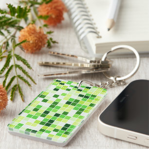 Schwimmbecken, grüne Mosaikfliesen, geometrisches  Schlüsselanhänger