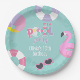 Schwimmbecken Party Girl Birthday Paper Plate Pappteller