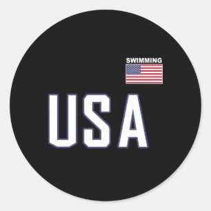 Schwimmbecken Schwimmer Ausrüstung für die US-Flag Runder Aufkleber