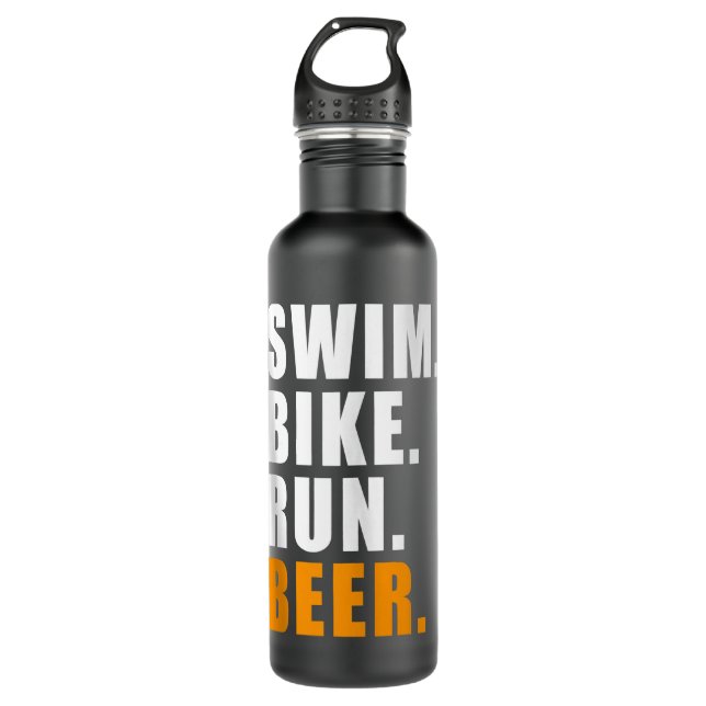 SCHWIMMBIKE RUN BIER TRIATHLETE TRIATHLON SPORT GI EDELSTAHLFLASCHE (Vorderseite)