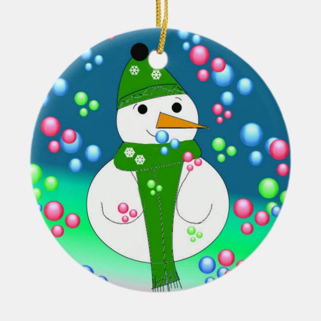 Schwimmblasen Snowman Keramik Ornament (Vorne)