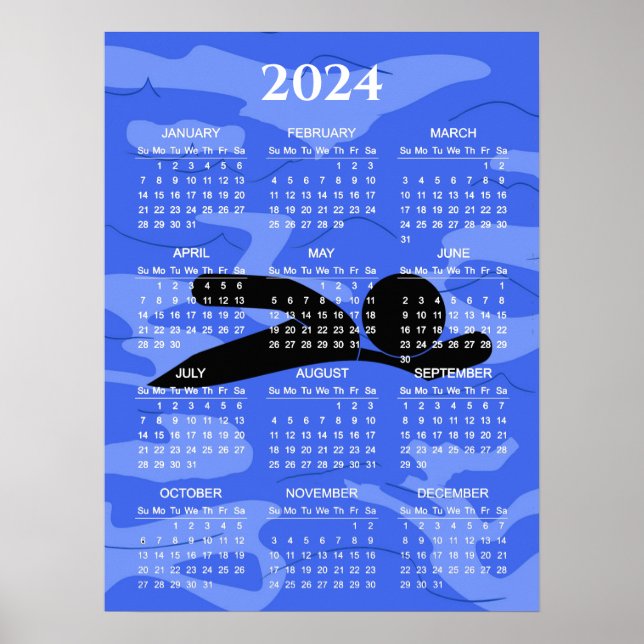 Schwimmdesign-Kalenderposter 2024 Poster (Vorne)