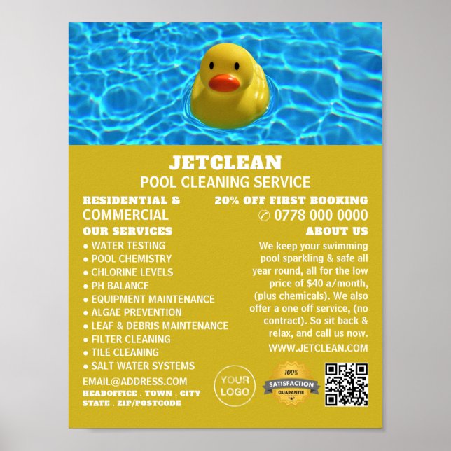 Schwimmdusche, Schwimmbad Reinigung Poster (Vorne)