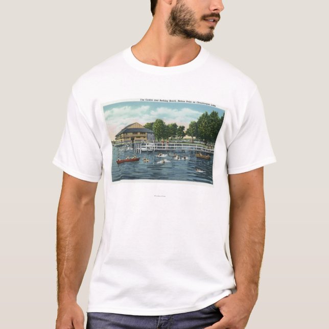 Schwimmen am Bemus Punkt-Strand und dem Kasino T-Shirt (Vorderseite)