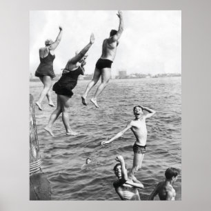 Schwimmen am Pier-Plakat-Druck - 1780264 Poster