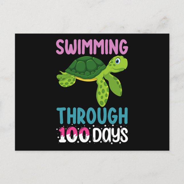 Schwimmen bis zu 100 Tage Schulschildkröte Postkarte (Vorderseite)