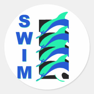 Schwimmen-Delphine Runder Aufkleber