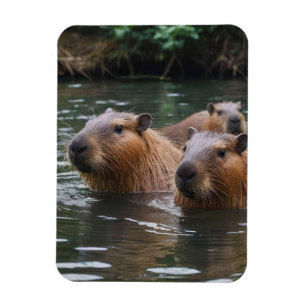 Schwimmen der Capybaras im Fluss, Magnet