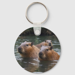 Schwimmen der Capybaras im Fluss,  Schlüsselanhänger