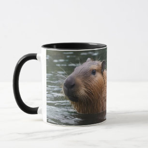 Schwimmen der Capybaras im Fluss, Tasse