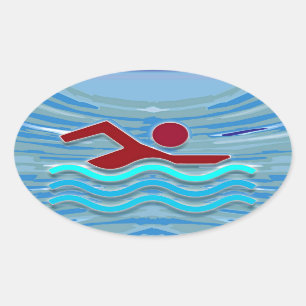 Schwimmen der ovaler aufkleber