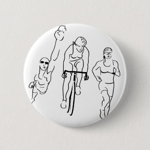 Schwimmen-Fahrrad-Lauftriathlon-Frau Button
