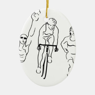 Schwimmen-Fahrrad-Lauftriathlon-Frau Keramikornament