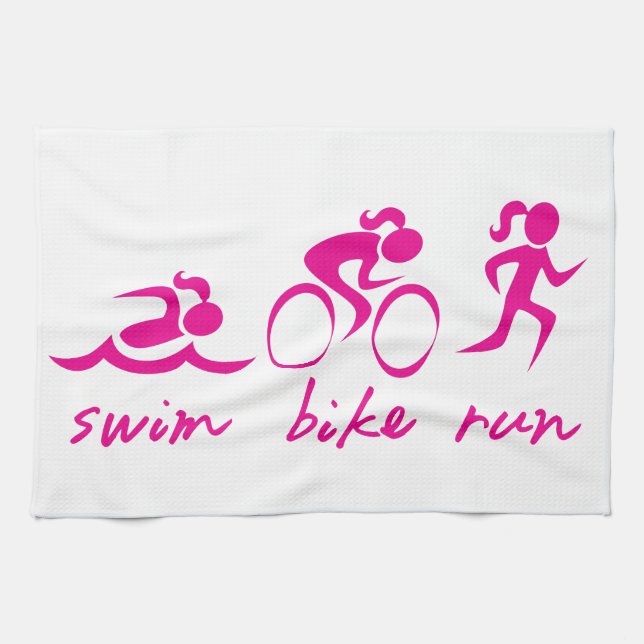 Schwimmen-Fahrrad Tri Laufmädchen Küchentuch (Horizontal)