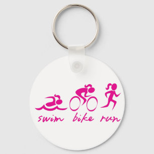 Schwimmen-Fahrrad Tri Laufmädchen Schlüsselanhänger