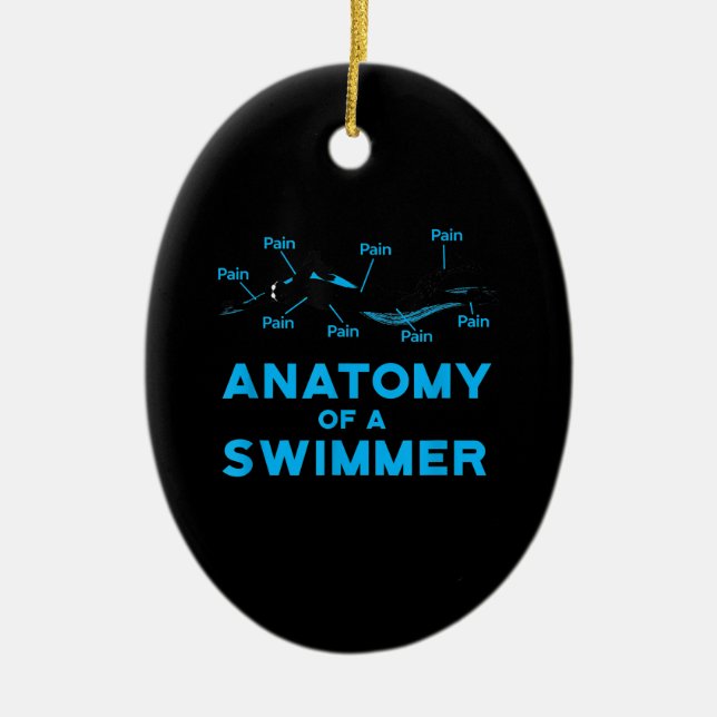 Schwimmen Fan gibt Anatomie eines Schwimmers Keramik Ornament (Vorne)