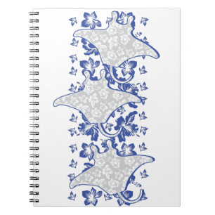 Schwimmen-Floral-Mantas Notizblock