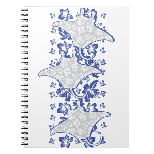 Schwimmen-Floral-Mantas Notizblock (Vorderseite)
