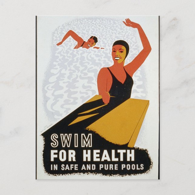 Schwimmen für Gesundheit in sicheren und reinen Be Postkarte (Vorderseite)