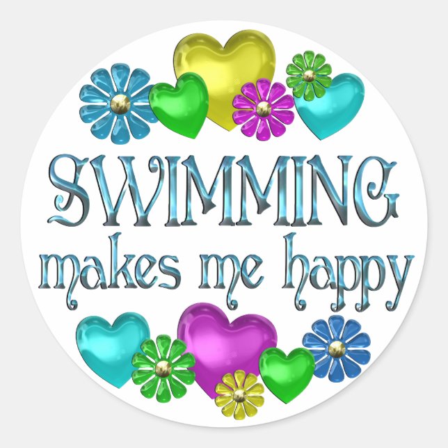 Schwimmen Glück Runder Aufkleber (Vorderseite)
