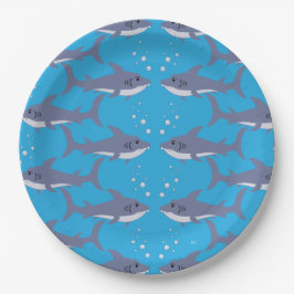 Schwimmen Hai Muster Blaues Party Papier Teller