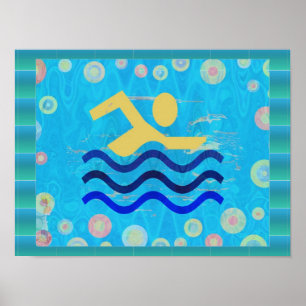 Schwimmen: Heiße Zeiten kühlen Kopf Poster
