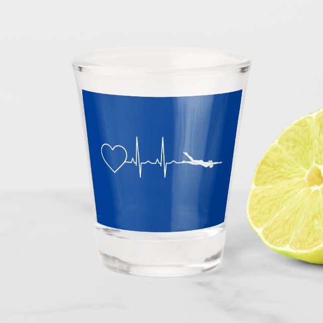Schwimmen - Herzschlag Schnapsglas (Vorderseite)