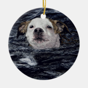 Schwimmen-Hundeverzierung - "Entschlossenheit " Keramik Ornament