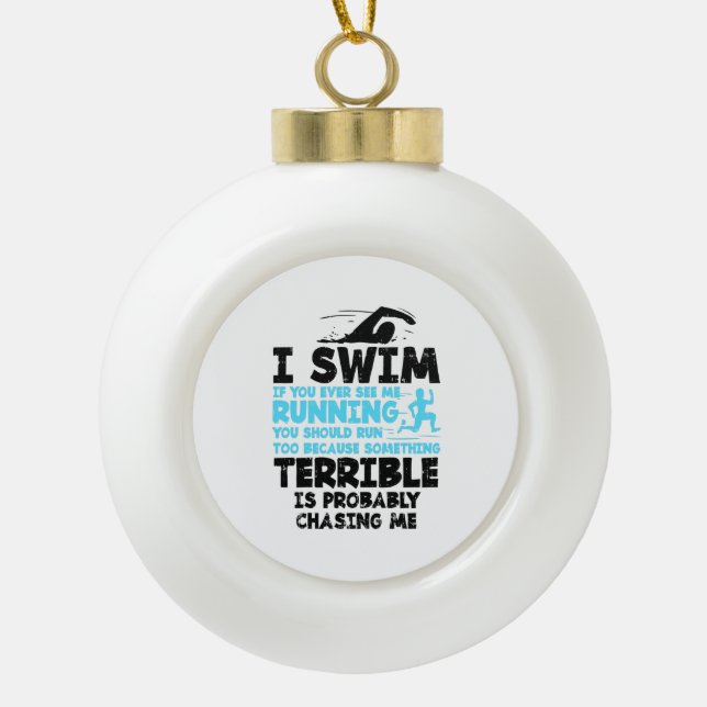 Schwimmen - ich schwimme keramik Kugel-Ornament (Vorderseite)
